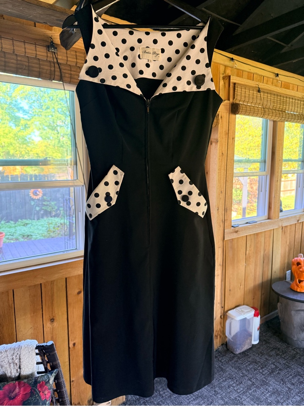 Bettie Page Black Dress with White Polka Dot Accents